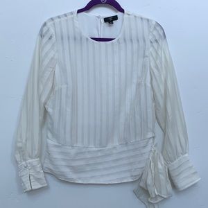 Ivory long sleeve blouse with side tie J Crew size 6